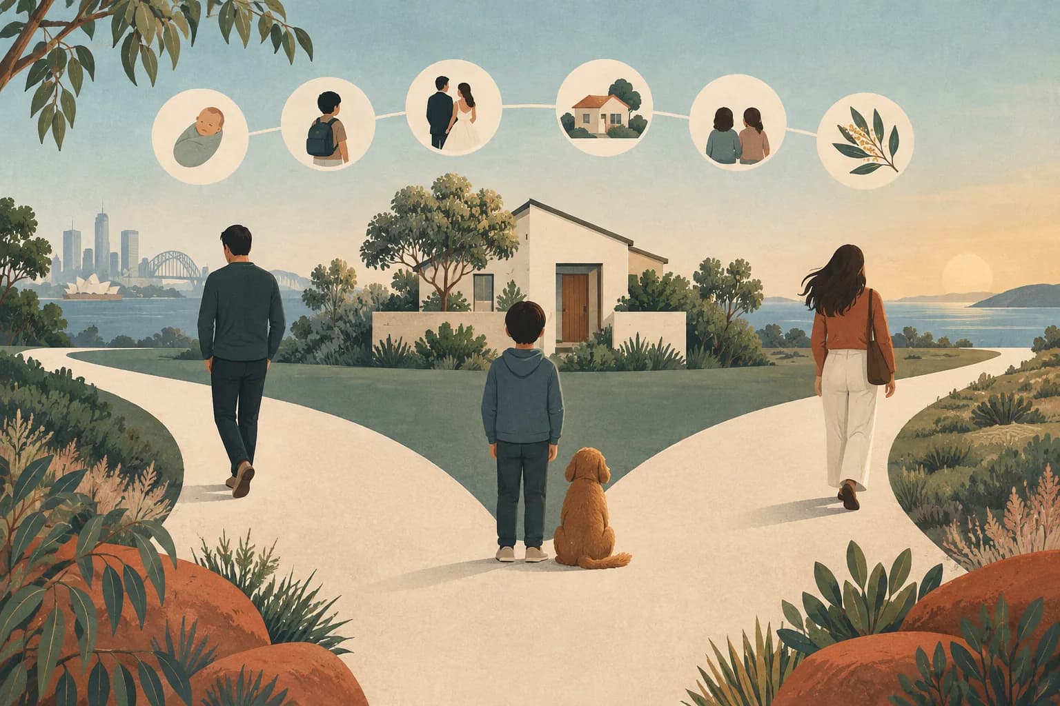 Editorial illustration for divorce & separation legal services in Alice Springs