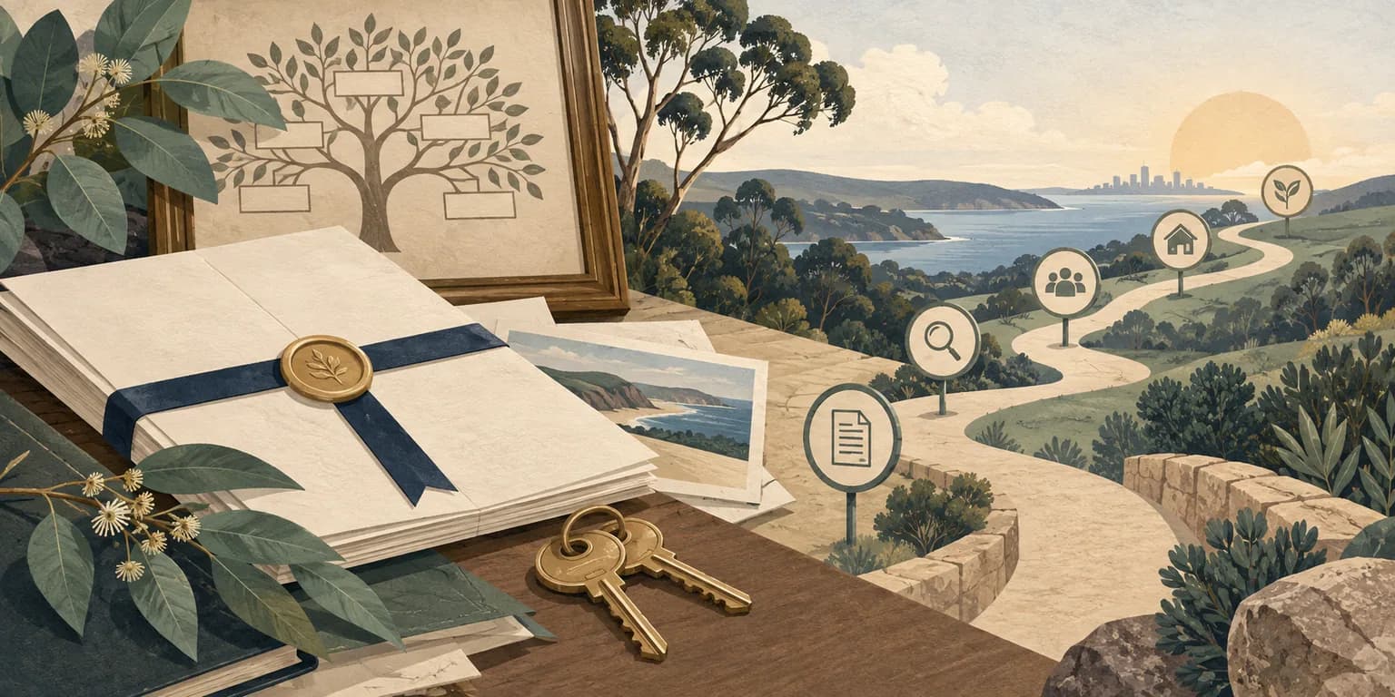 Editorial illustration for probate & estate administration legal services in Sunshine Coast